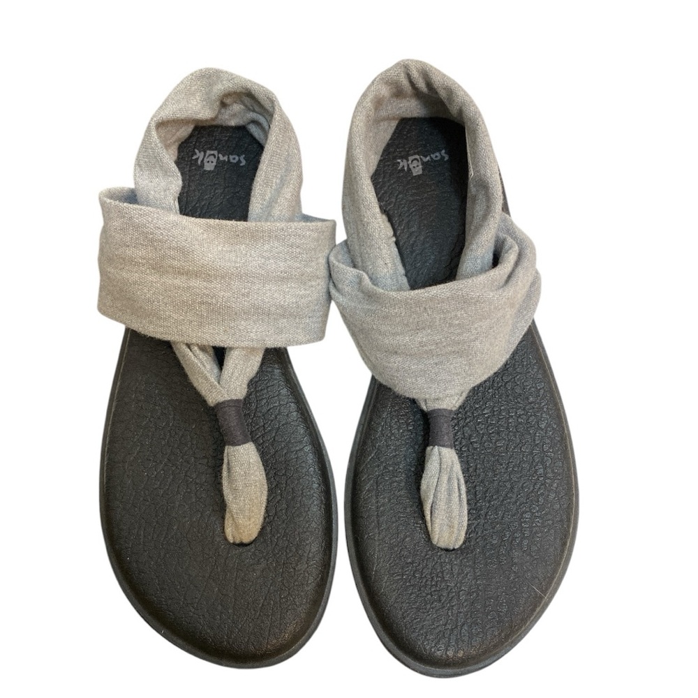 Sanuk Gray Yoga Sling 2 Yoga Mat Thong Slingback Sandals Flip-Flops Comfort Sz 8 - Picture 8 of 12
